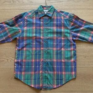 Sears Women's Multicolor Plaid Button Down Shirt